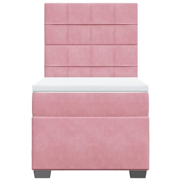vidaXL Cama box spring con colch&oacute;n terciopelo rosa 90x200 cm