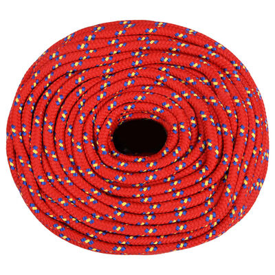 vidaXL Cuerda de barco polipropileno rojo 10 mm 25 m