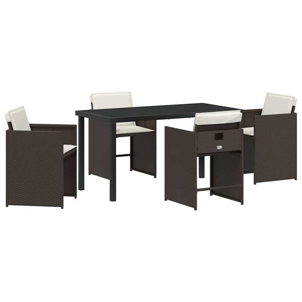 vidaXL Conjunto de Comedor de Jard&iacute;n 5 pcs Marr&oacute;n rat&aacute;n sint&eacute;tico