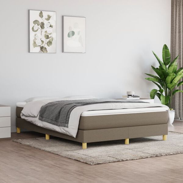 vidaXL Cama box spring con colch&oacute;n tela gris taupe 140x190 cm