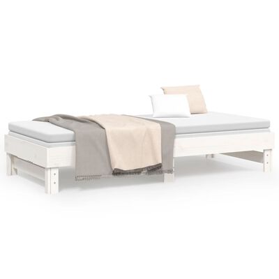 vidaXL Sofá cama extraíble madera maciza de pino blanco 2x(100x200) cm