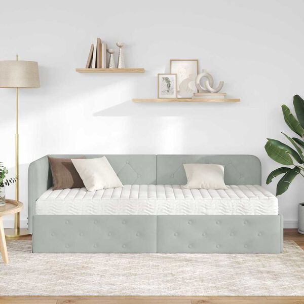 vidaXL Estructura de cama en esquina Gris Claro 80 x 200 cm Terciopelo