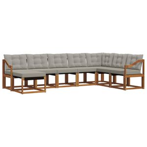 vidaXL Conjunto de sof&aacute;s de exterior 8 pcs Gris Natural y Claro