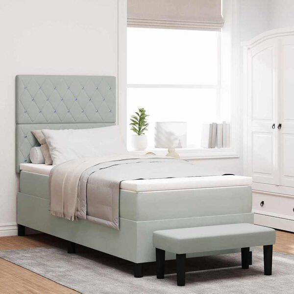 vidaXL Cama tipo Box Spring Gris claro 100 x 200 cm Terciopelo