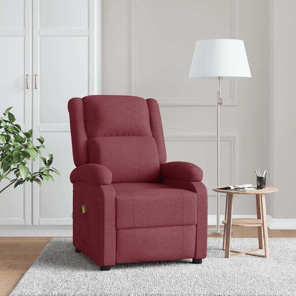 vidaXL Sill&oacute;n orejero de masaje de tela rojo tinto