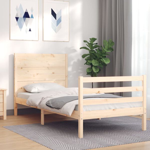 vidaXL Estructura de cama con cabecero madera maciza