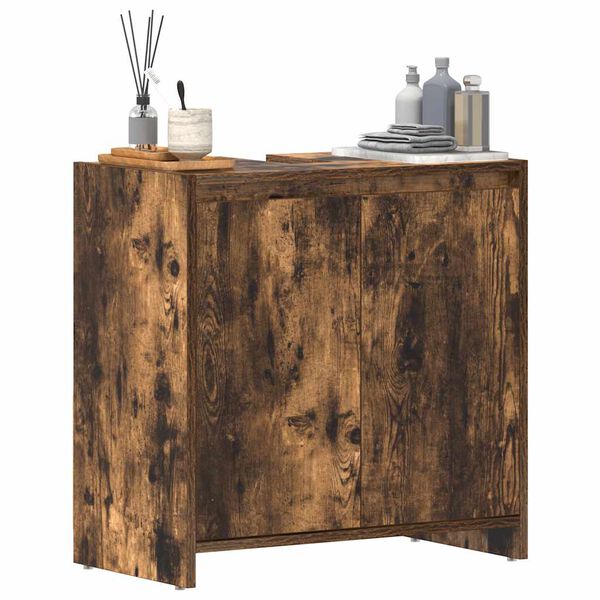 vidaXL Armario de ba&ntilde;o madera contrachapada roble ahumado 60x33x61 cm