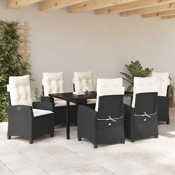vidaXL Conjunto de Comedor de Jard&iacute;n 7 pcs Negro rat&aacute;n sint&eacute;tico