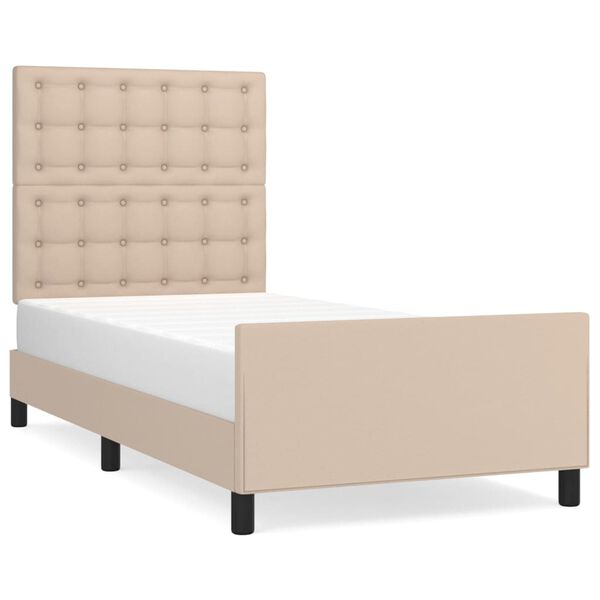 vidaXL Estructura cama sin colch&oacute;n cuero sint&eacute;tico capuchino 90x200 cm