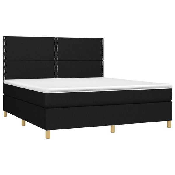 vidaXL Cama box spring con colch&oacute;n tela negro 160x200 cm