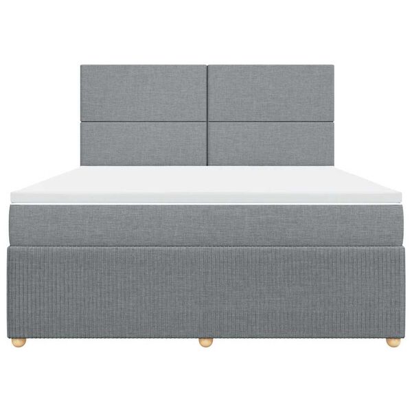 vidaXL Cama box spring con colch&oacute;n tela gris claro 180x200 cm