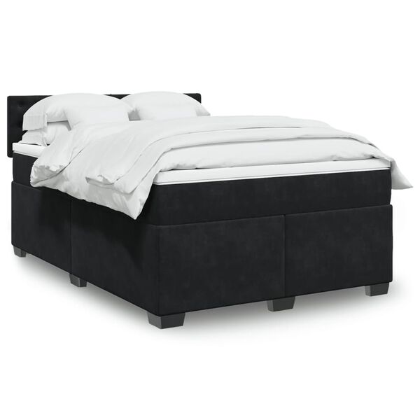 vidaXL Cama box spring con colch&oacute;n terciopelo negro 140x200 cm