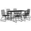 vidaXL Juego de comedor para jard&iacute;n 7 piezas rat&aacute;n PVC negro