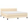 vidaXL Cama box spring con colch&oacute;n tela color crema 160x200 cm