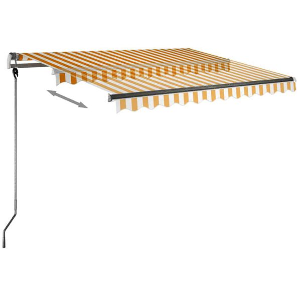 vidaXL Toldo manual retr&aacute;ctil con LED amarillo y blanco 350x250 cm