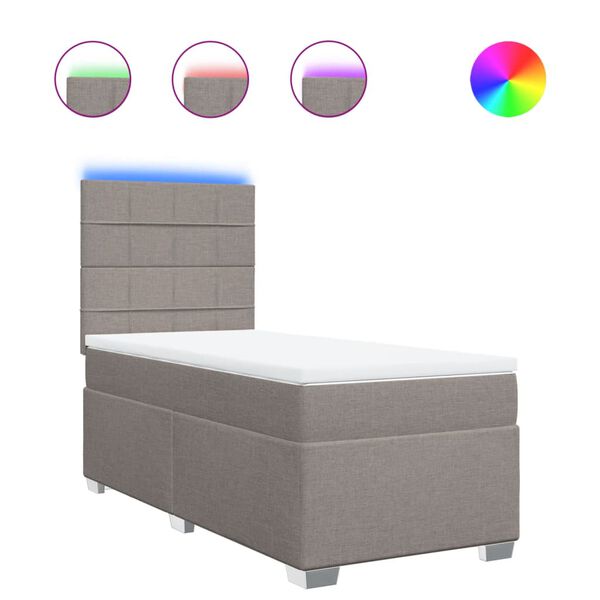vidaXL Cama box spring con colchón tela gris taupe 100x200 cm