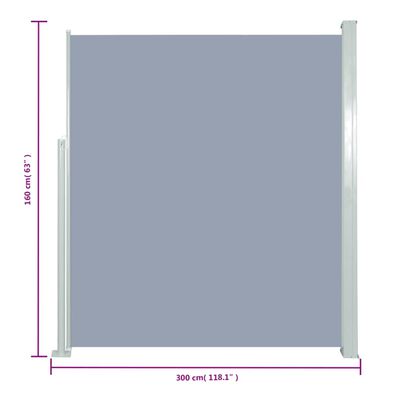 vidaXL Toldo lateral retráctil de jardín gris160x300 cm