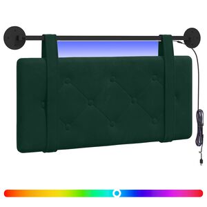 vidaXL Cabecero colgante Con luz LED Verde oscuro Terciopelo
