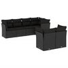 vidaXL Set de comedor de jard&iacute;n 7 pzas y cojines rat&aacute;n sint&eacute;tico negro