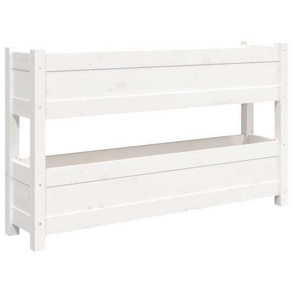 vidaXL Jardinera de madera maciza de pino blanco 112x25x66 cm