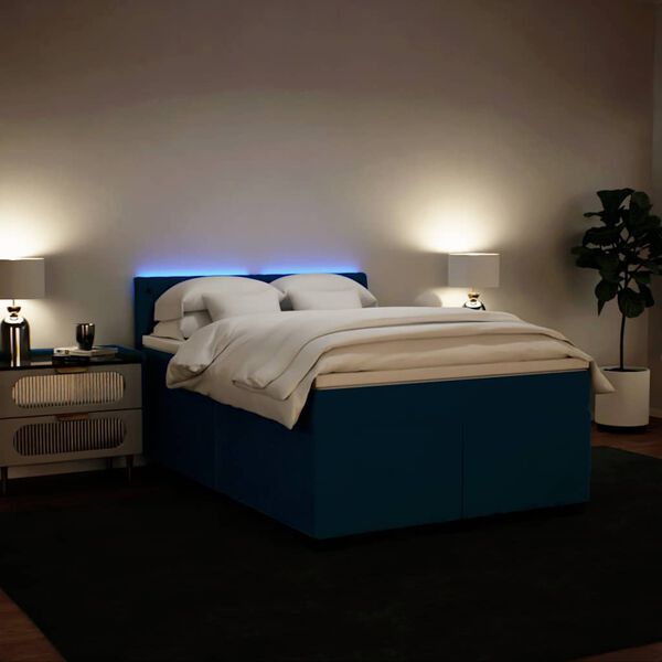 vidaXL Cama box spring con colch&oacute;n terciopelo azul 140x200 cm
