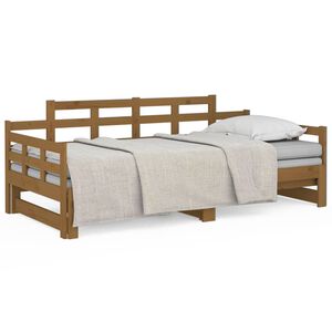 vidaXL Sof&aacute; cama extra&iacute;ble sin colch&oacute;n marr&oacute;n miel 2x(90x190) cm