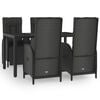 vidaXL Set de muebles jard&iacute;n 5 pzas con cojines rat&aacute;n sint&eacute;tico negro
