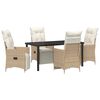 vidaXL Conjunto de Comedor de Jard&iacute;n 5 uds. Beige rat&aacute;n sint&eacute;tico