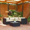 vidaXL Set de muebles de jard&iacute;n 5 pzas y cojines rat&aacute;n sint&eacute;tico negro