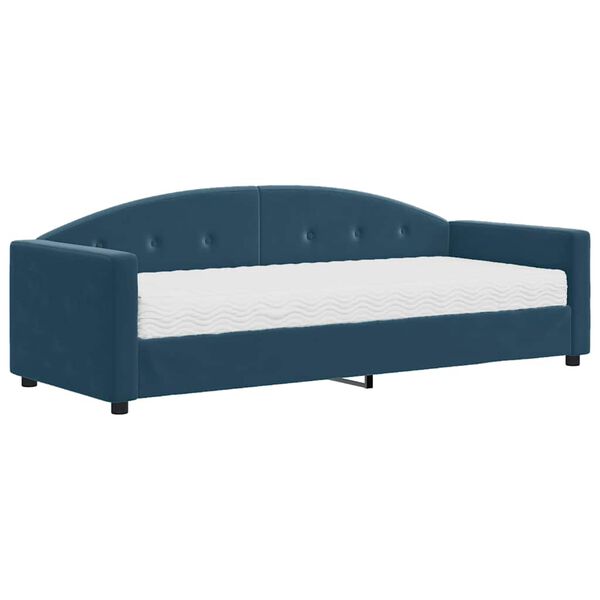 vidaXL Sof&aacute; cama con colch&oacute;n terciopelo azul 80x200 cm