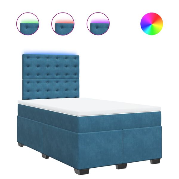 vidaXL Cama box spring con colch&oacute;n terciopelo azul 120x190 cm