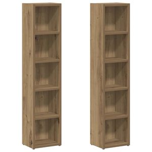 vidaXL Estanter&iacute;as de CD 2 uds madera roble artisan 21x16x93,5 cm