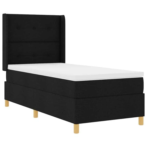 vidaXL Cama tipo Box Spring con colch&oacute;n Negro 90 x 190 cm tela