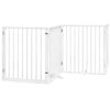 vidaXL Puerta para perros con puerta plegable de 4 paneles, blanca, 320 cm, madera de &aacute;lamo