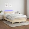 vidaXL Cama box spring con colch&oacute;n y luces LED tela crema 120x190 cm