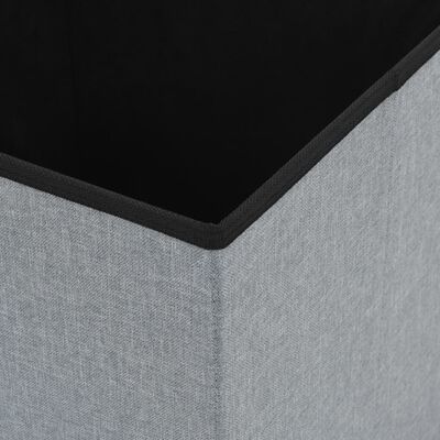 vidaXL Taburete plegable con almacenaje lino sintético gris claro