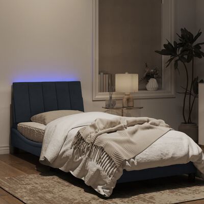 vidaXL Estructura cama con luces LED terciopelo gris oscuro 90x200 cm