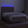 vidaXL Cama box spring colch&oacute;n y luces LED tela gris taupe 140x200 cm