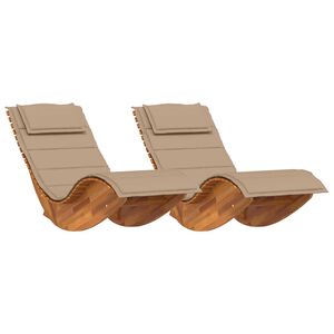 vidaXL Tumbona con coj&iacute;n 2 pcs Marr&oacute;n Madera de Acacia S&oacute;lida