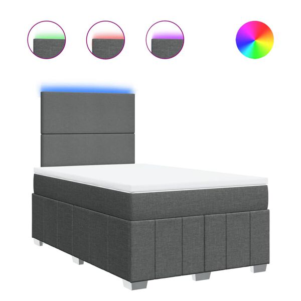 vidaXL Cama box spring con colch&oacute;n tela gris oscuro 120x200 cm