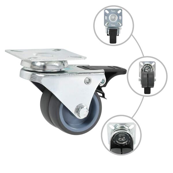 vidaXL Ruedas dobles giratorias 32 unidades 50 mm