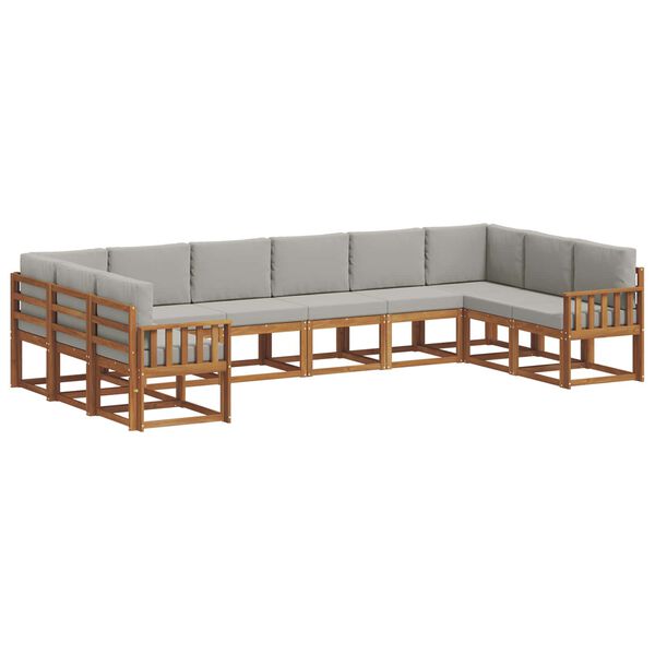 vidaXL Conjunto de sof&aacute;s de exterior 10 pcs Gris Natural y Claro