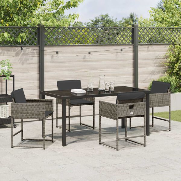 vidaXL Conjunto de Comedor de Jard&iacute;n 5 pcs Gris rat&aacute;n sint&eacute;tico