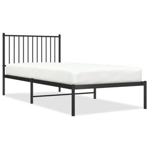 vidaXL Estructura cama sin colch&oacute;n con cabecero metal negro 90x200 cm