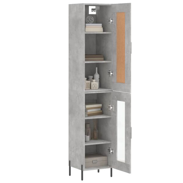 vidaXL Aparador de madera contrachapada gris hormig&oacute;n 34,5x34x180 cm