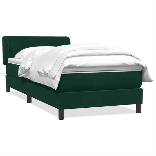 vidaXL Cama box spring con colch&oacute;n terciopelo verde oscuro 80x220 cm