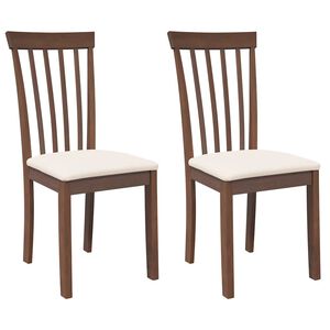 vidaXL Sillas de comedor con cojines 2 uds madera maciza marr&oacute;n caucho