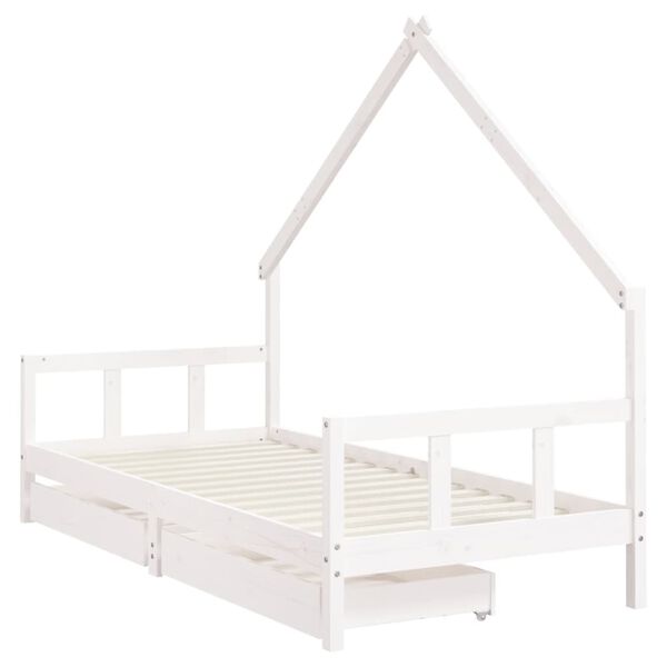 vidaXL Estructura cama infantil y cajones madera pino blanco 90x190 cm