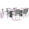 vidaXL Set comedor jard&iacute;n 7 pzas y cojines rat&aacute;n sint&eacute;tico gris