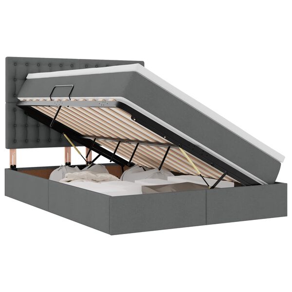 vidaXL Cama con almacenamiento y LED Gris oscuro 140 x 190 cm